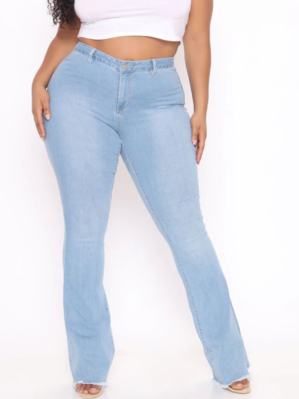 Fashion Nova Valentina High Rise Flare Jeans Light Wash Plus 16 NWT Blogger Fave